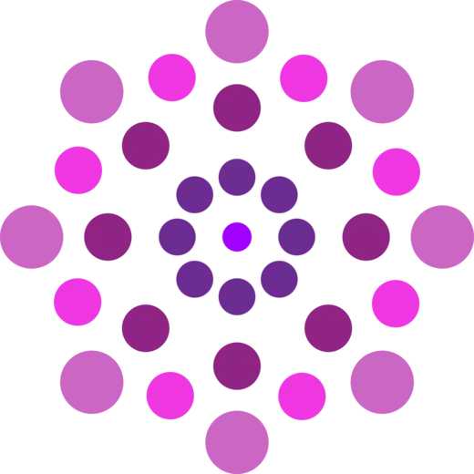 Delwedd yn dangos dotiau mewn lliwiau gwahanol o magenta a ddefnyddir yn yr adran amdanom ni ar wefan PSA